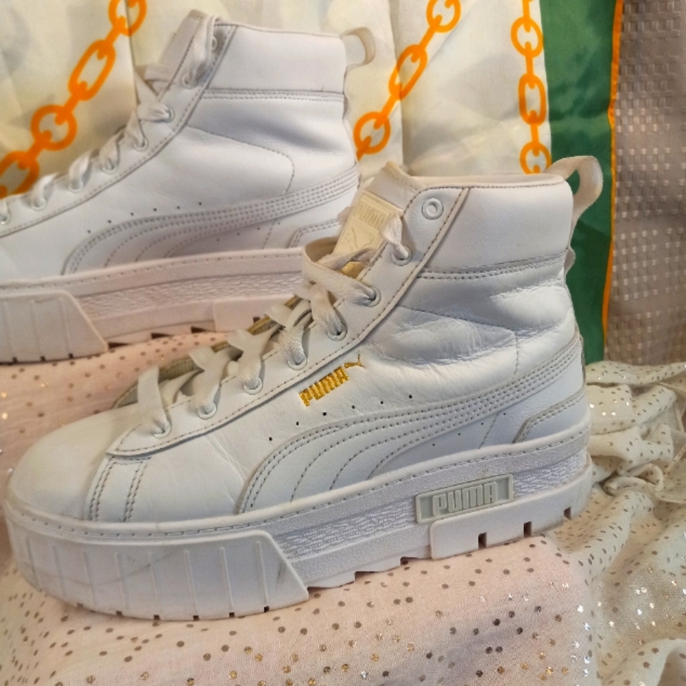 Puma Women's White Platform High-Top Sneakers